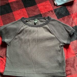 a.n.a Kids Short Sleeve Ribbed Tee - Gray